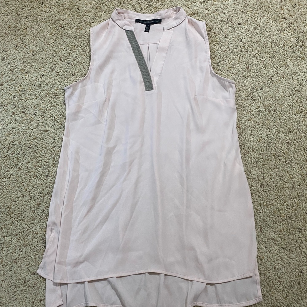 Whbm sheer pink tank with silver details